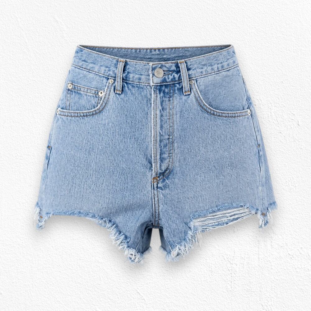 AGOLDE Parker High Rise Light Wash Cutoff Distressed Denim Shorts Digit Size 24